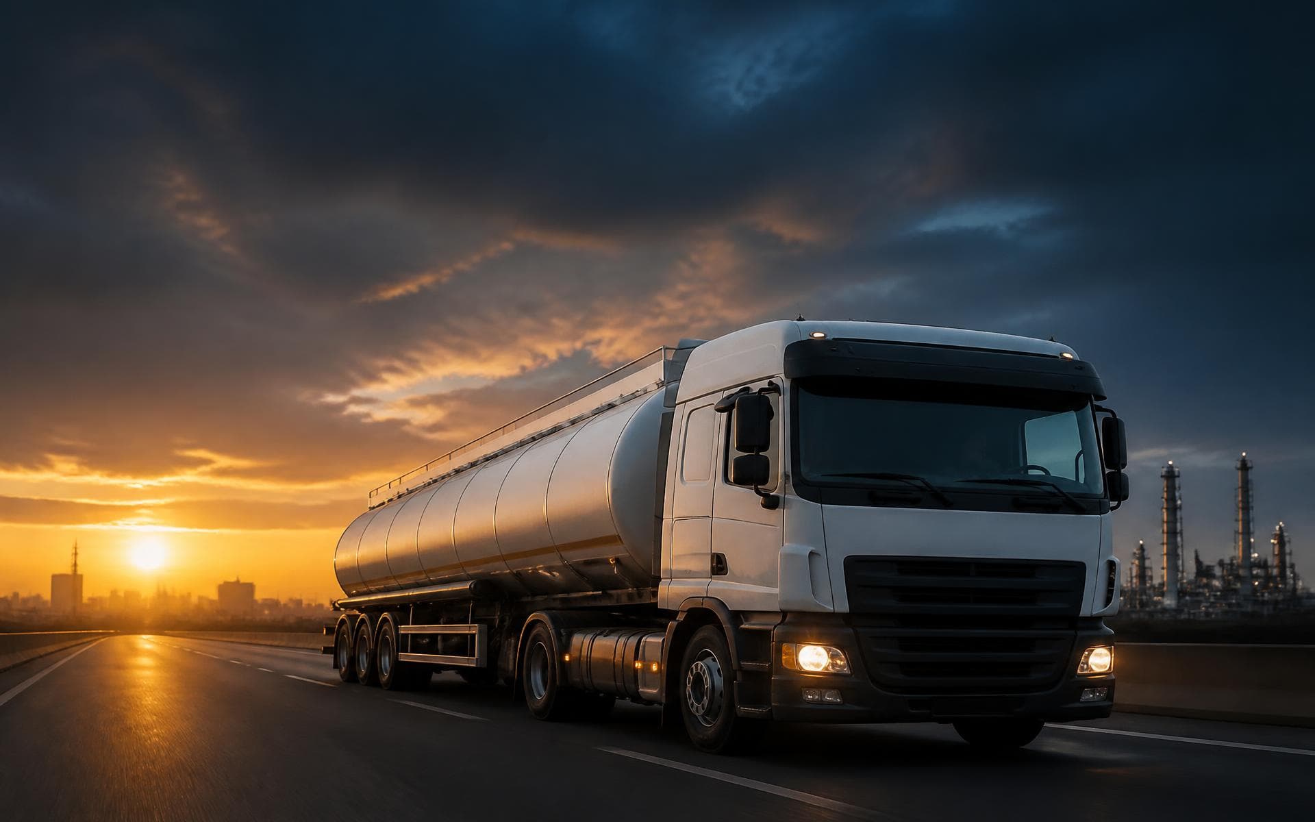 Diesel tanker fleet on distribution route